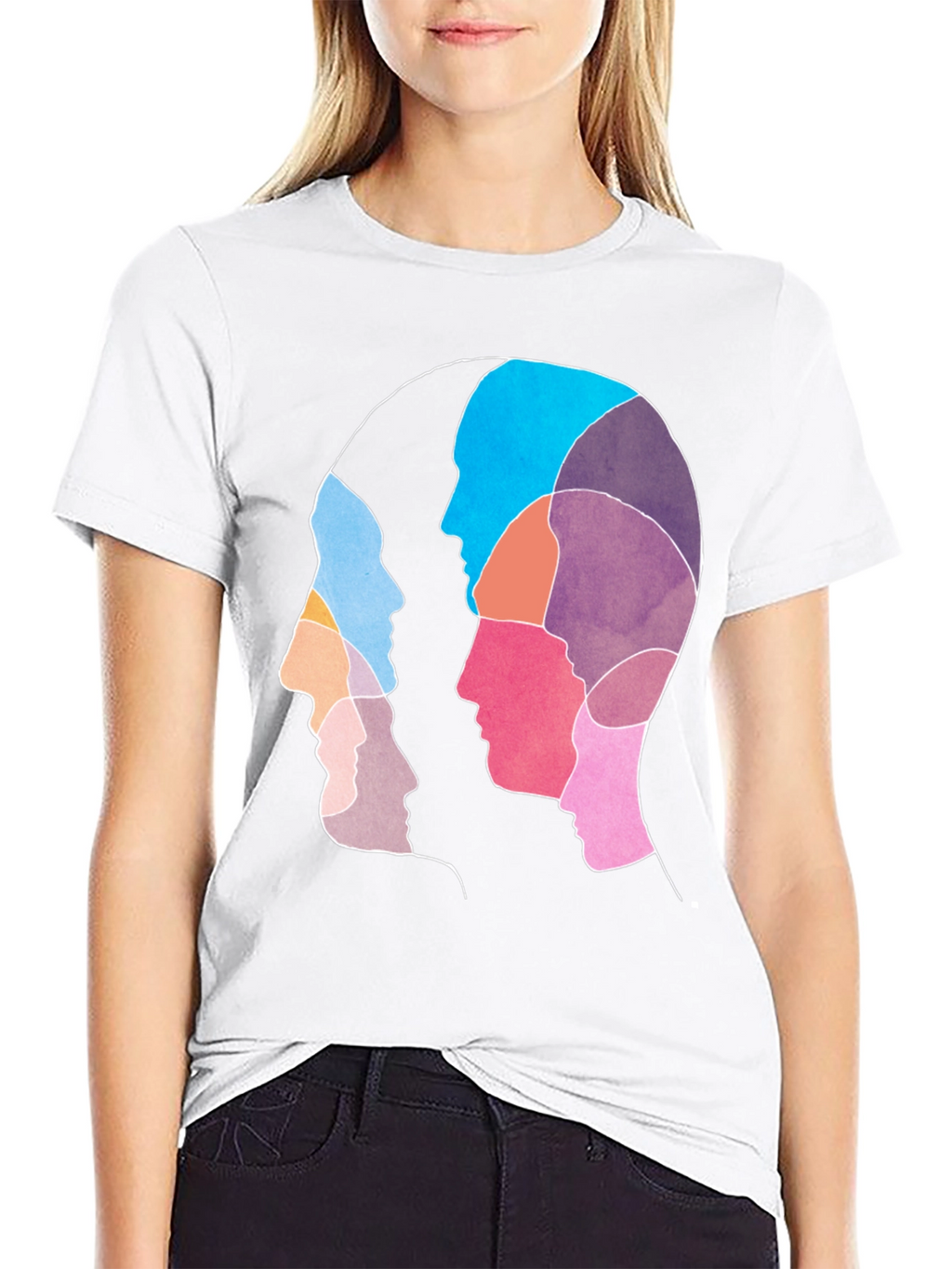Abstract Faces Graphic Black T-Shirt