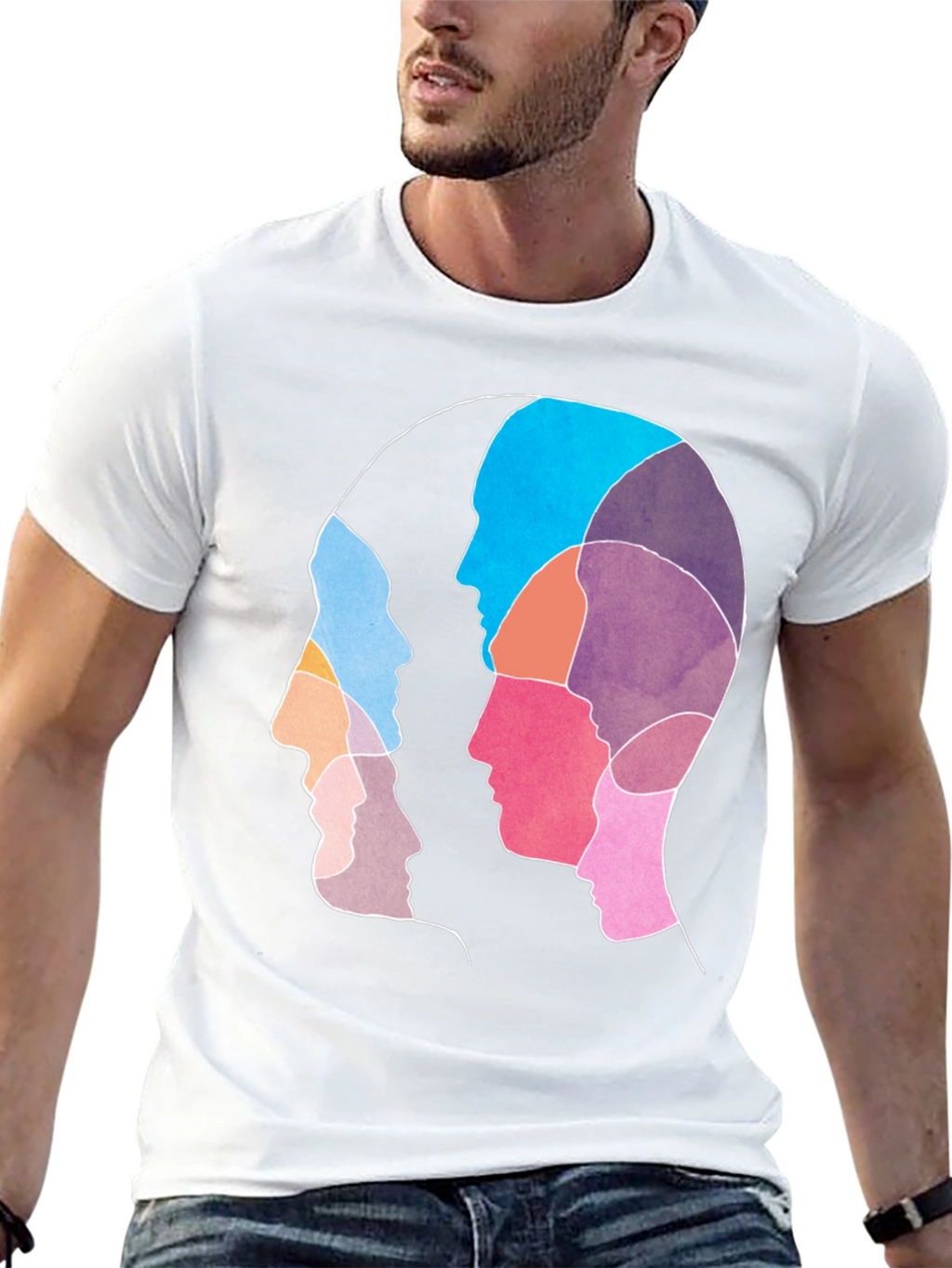 Abstract Faces Graphic Black T-Shirt