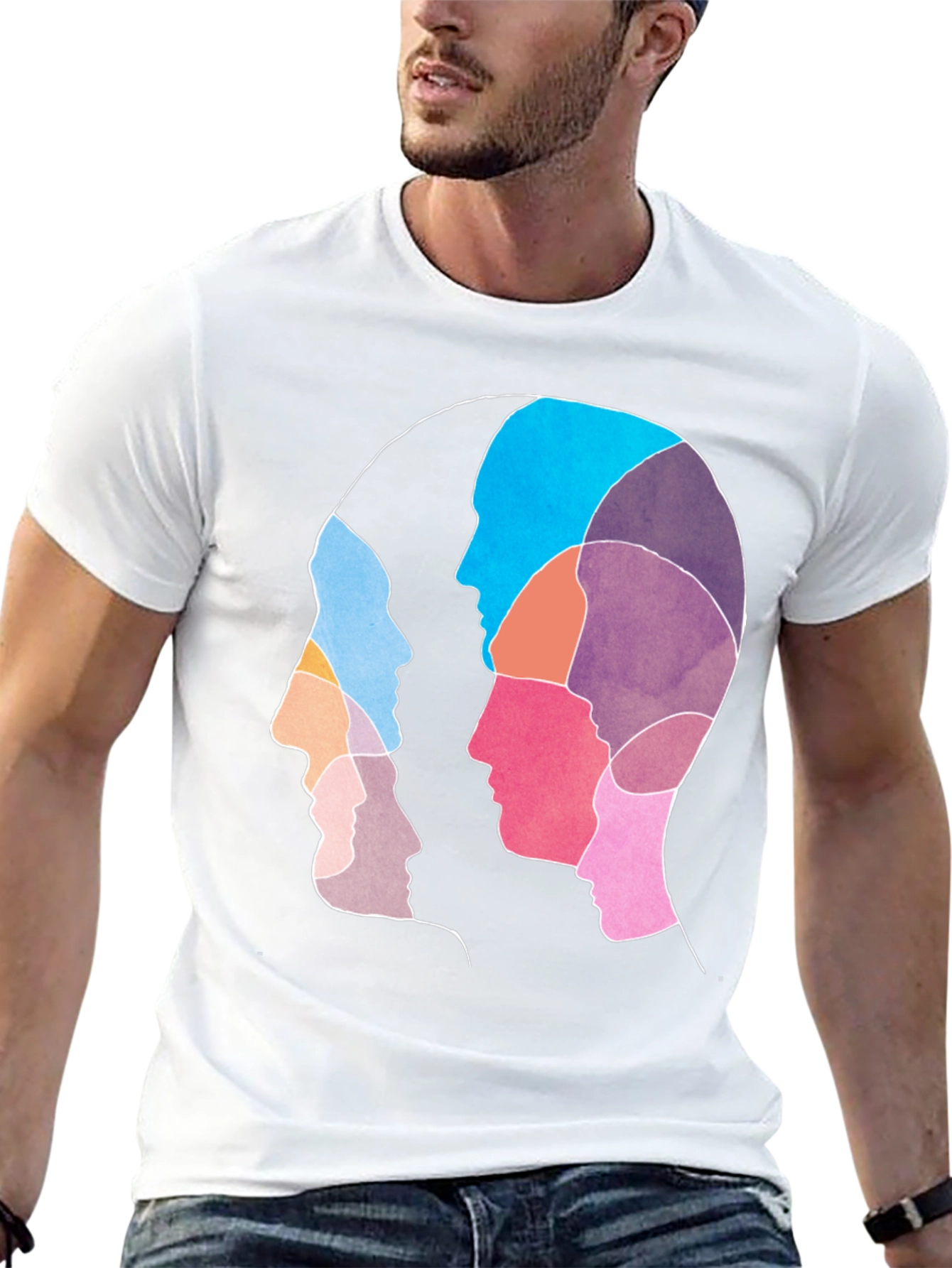Abstract Faces Graphic Black T-Shirt