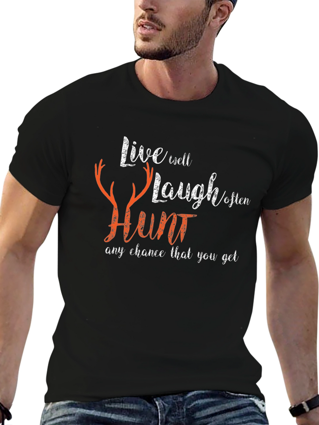 Live Well Hunt Black Graphic Tee
