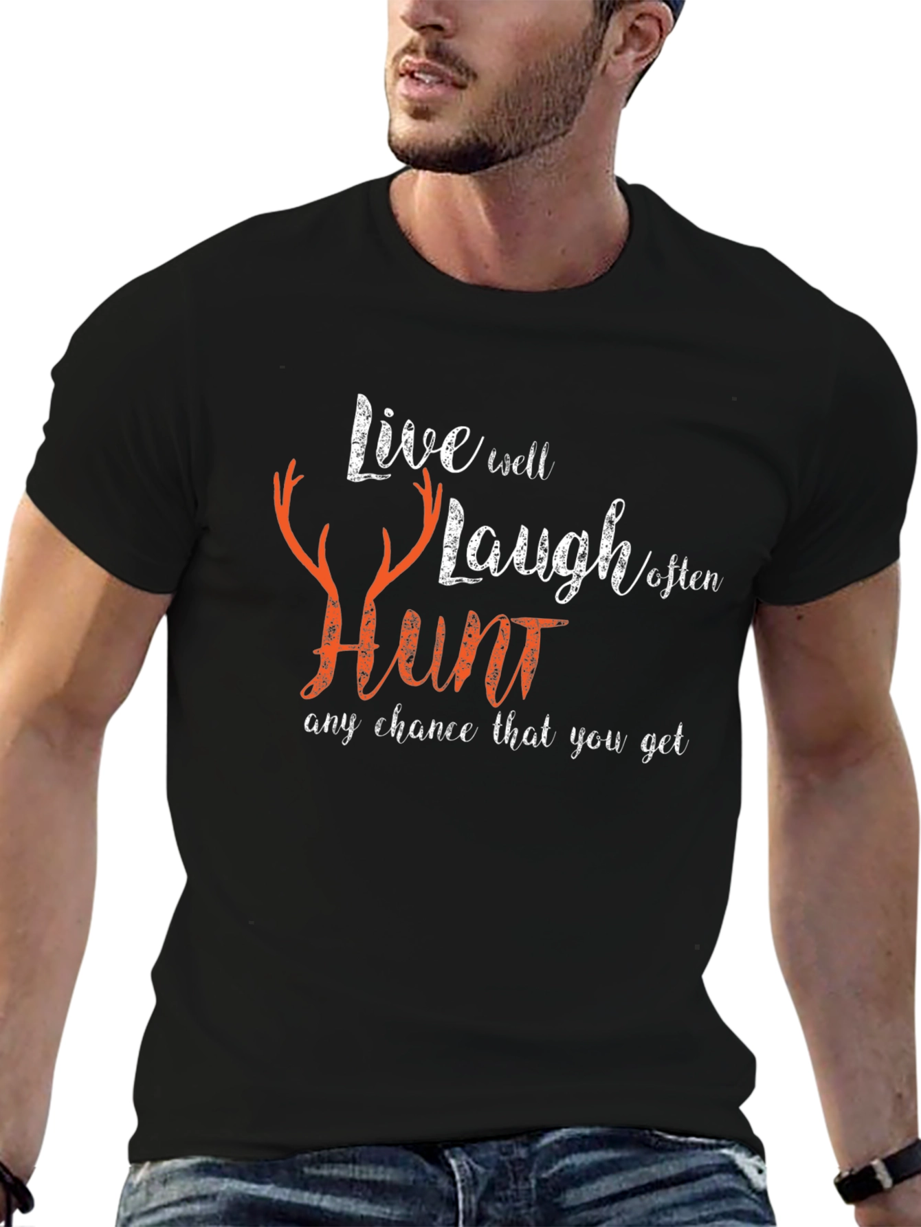Live Well Hunt Black Graphic Tee