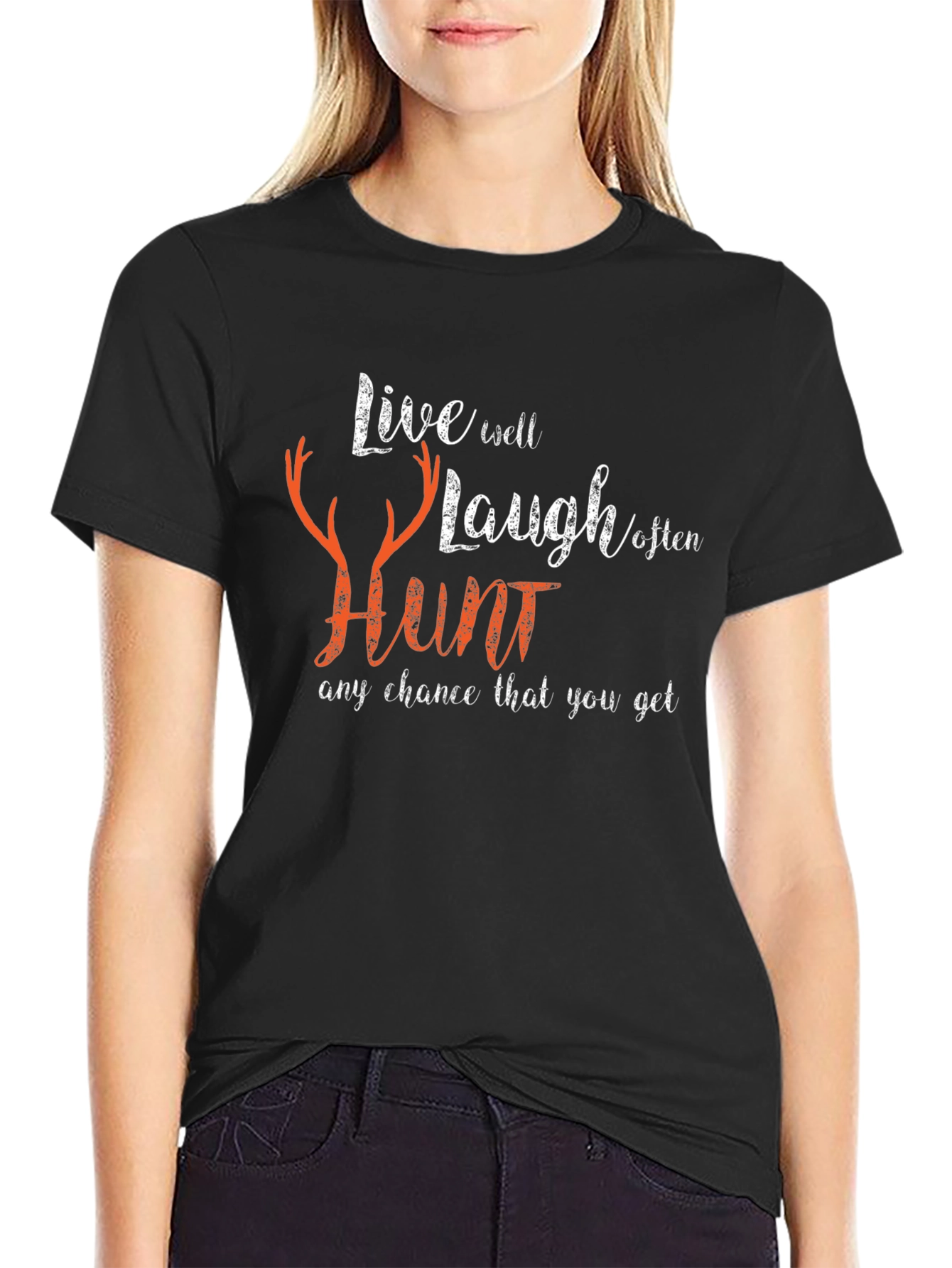 Live Well Hunt Black Graphic Tee