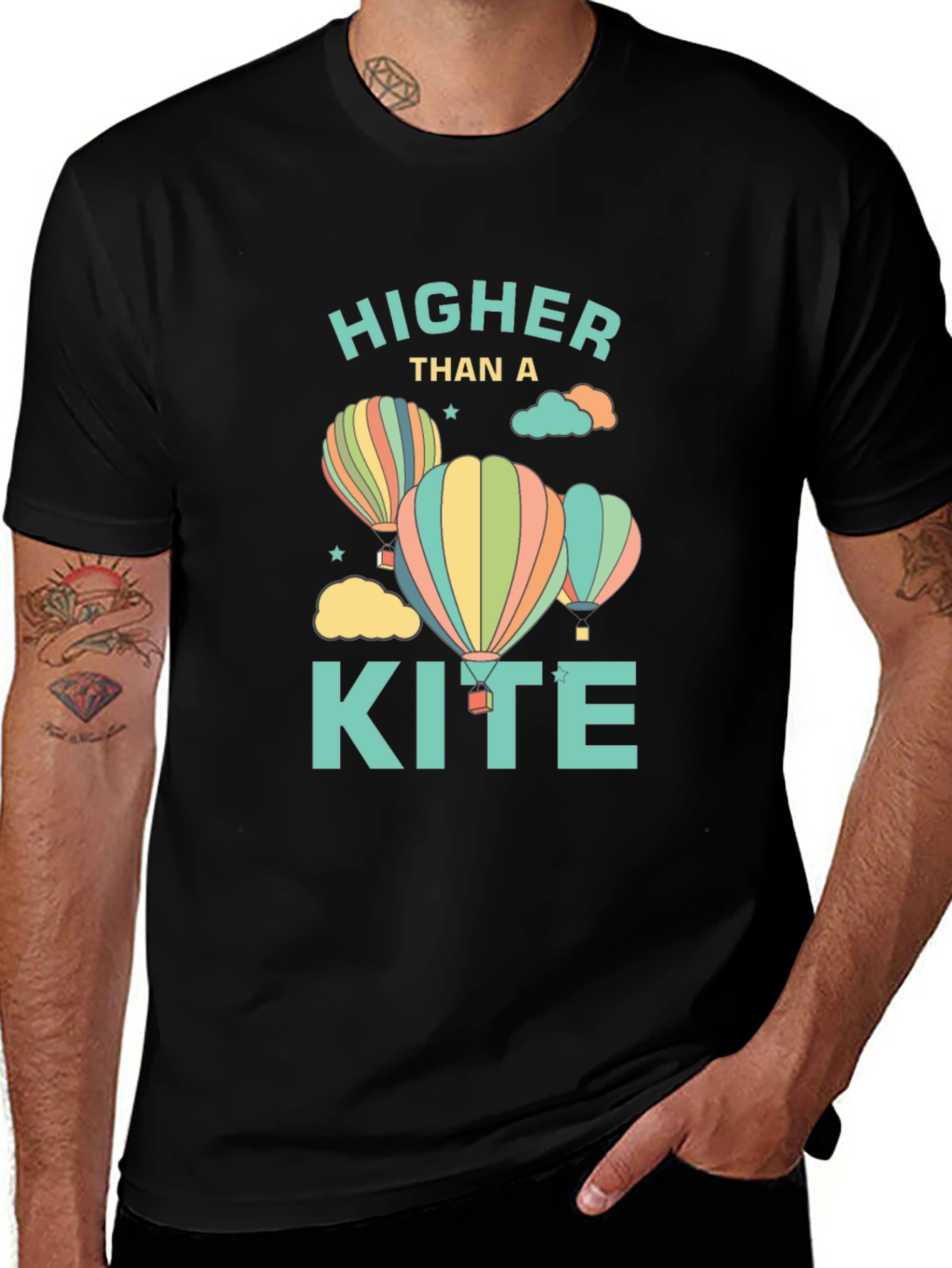 Higher Than a Kite Graphic T-Shirt - Black
