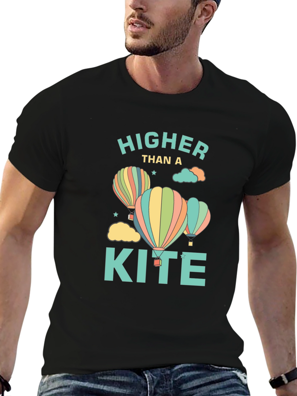 Higher Than a Kite Graphic T-Shirt - Black