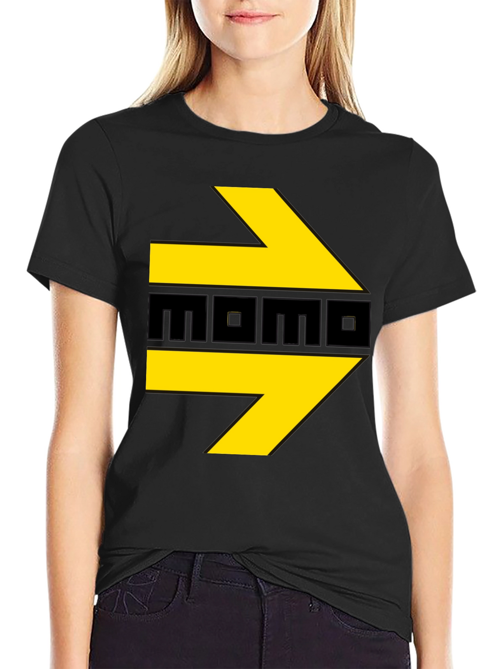 Momo T-Shirt - Black with Yellow Arrows