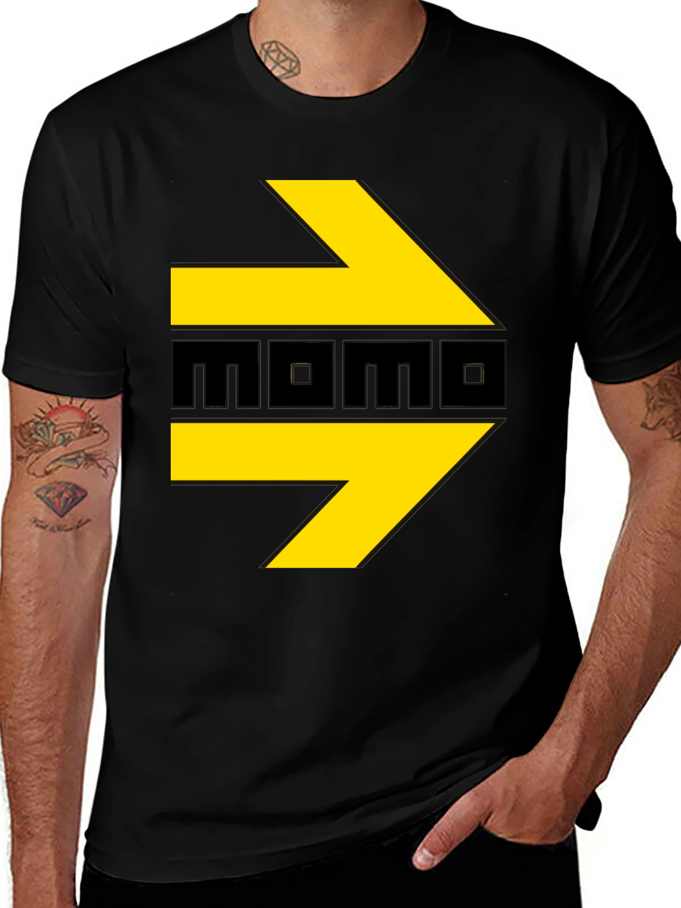 Momo T-Shirt - Black with Yellow Arrows