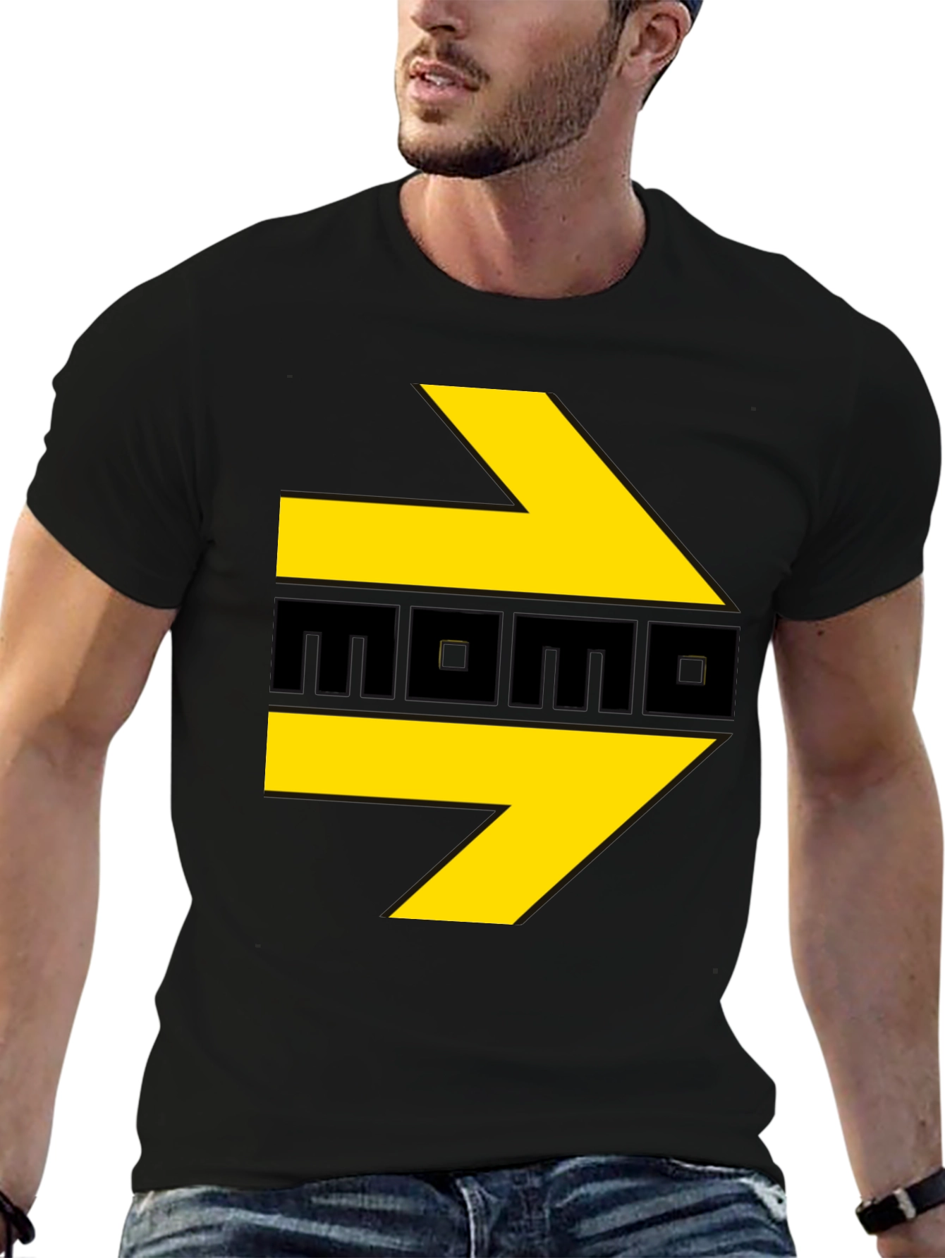 Momo T-Shirt - Black with Yellow Arrows