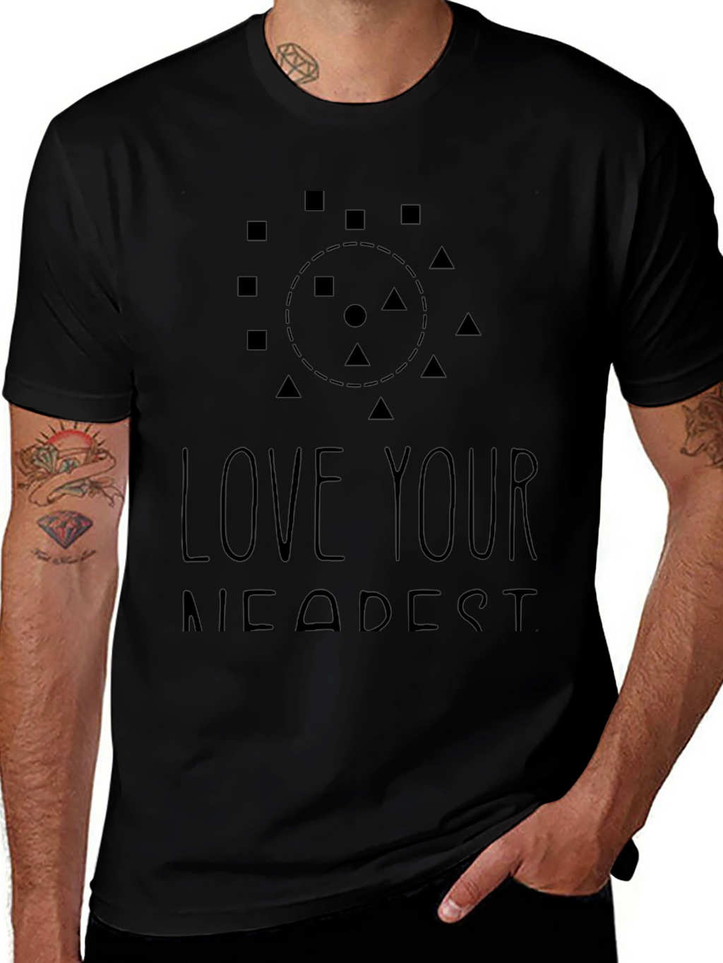 Love Your Nearest Black Graphic Tee