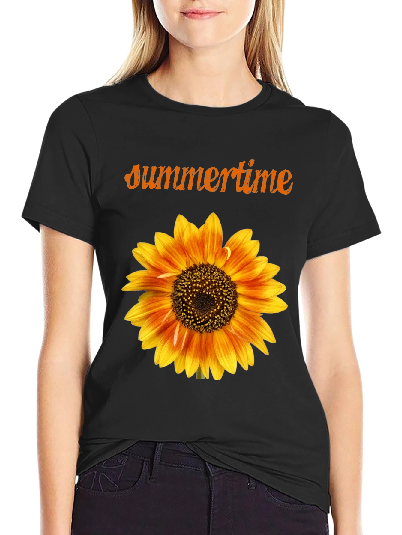 Sunflower Summertime Black T-Shirt