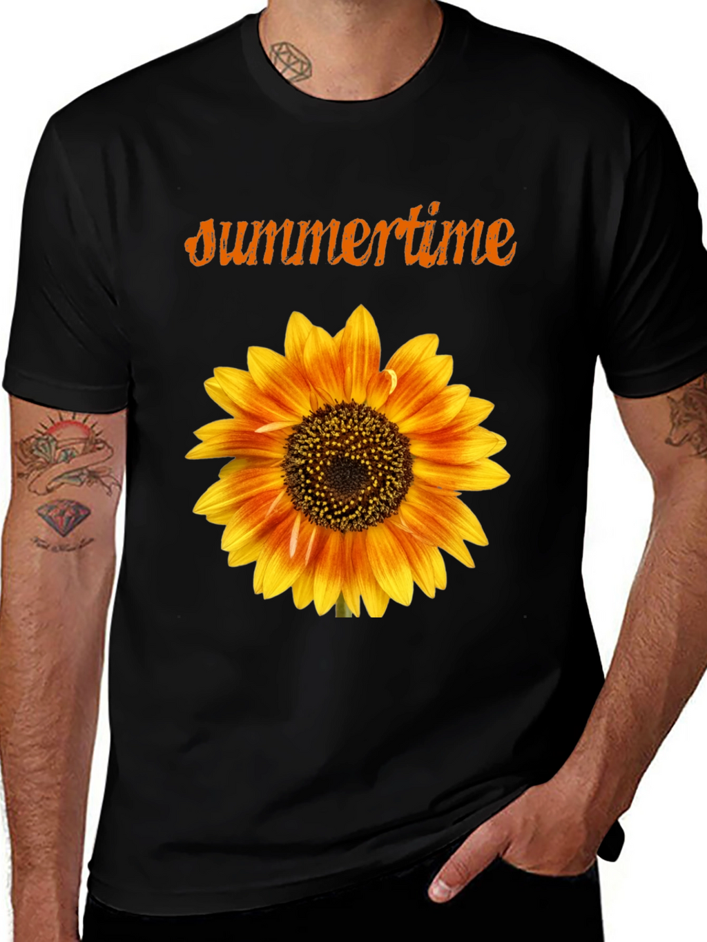 Sunflower Summertime Black T-Shirt
