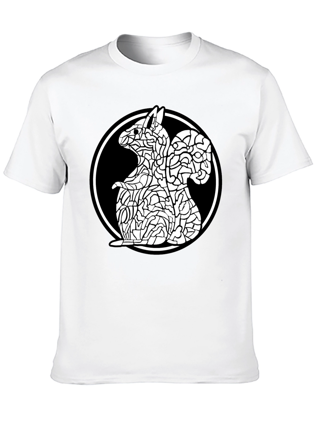 Abstract Squirrel Graphic Black T-Shirt