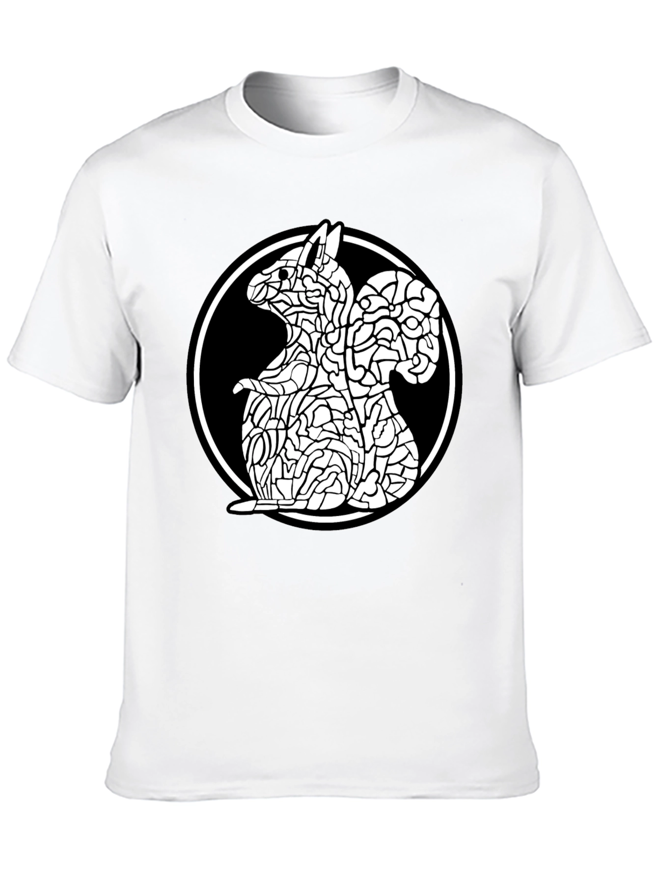 Abstract Squirrel Graphic Black T-Shirt