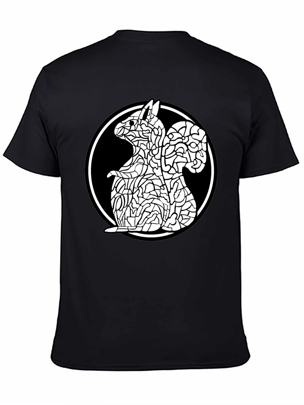 Abstract Squirrel Graphic Black T-Shirt