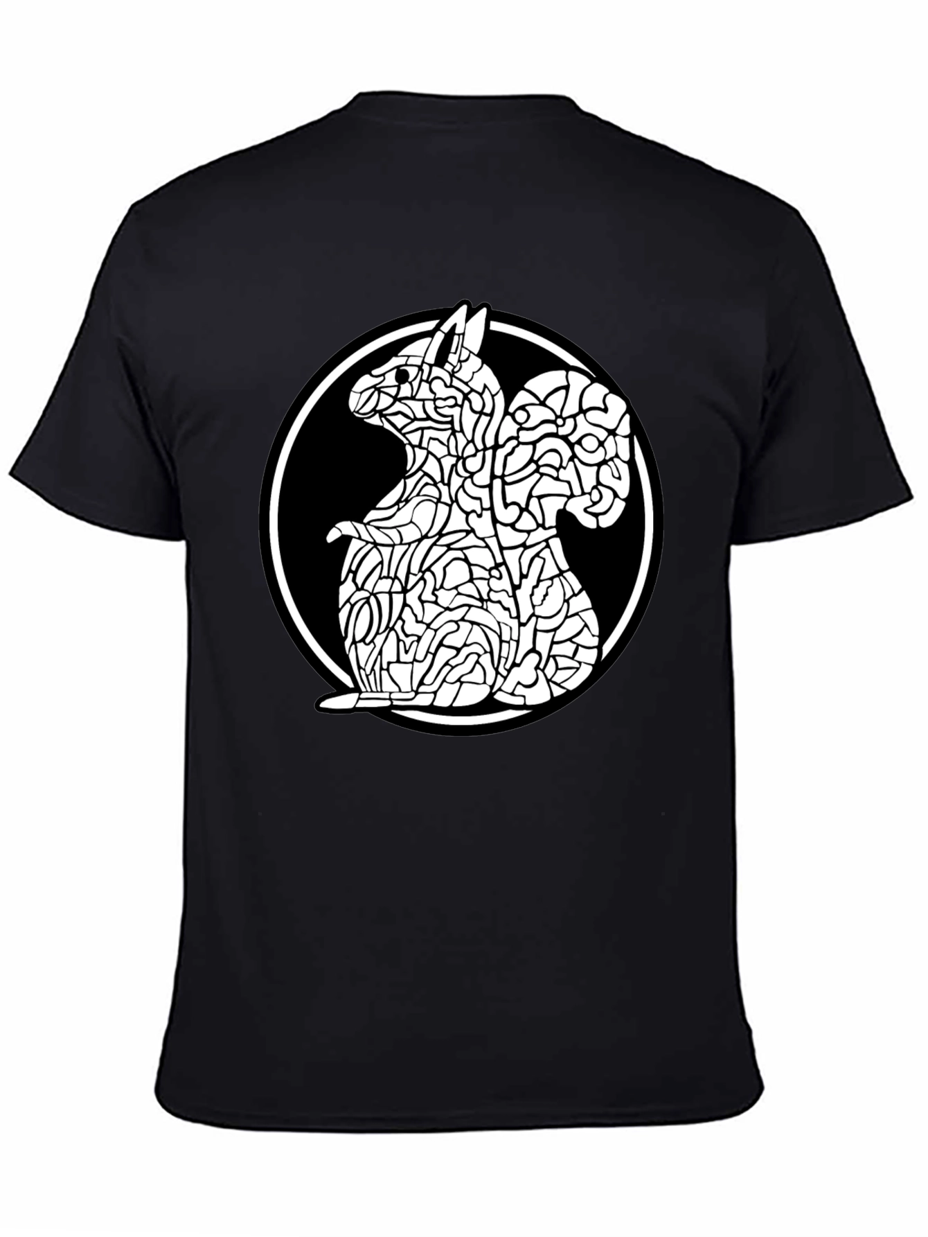 Abstract Squirrel Graphic Black T-Shirt