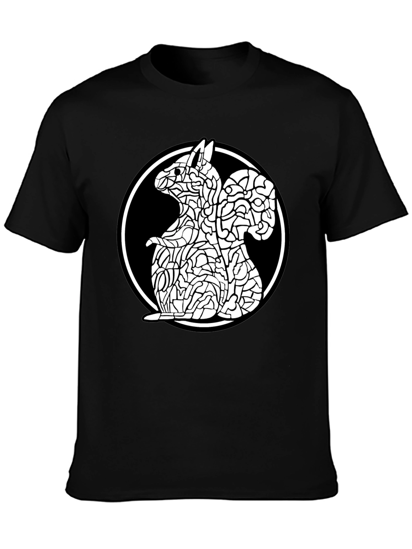 Abstract Squirrel Graphic Black T-Shirt
