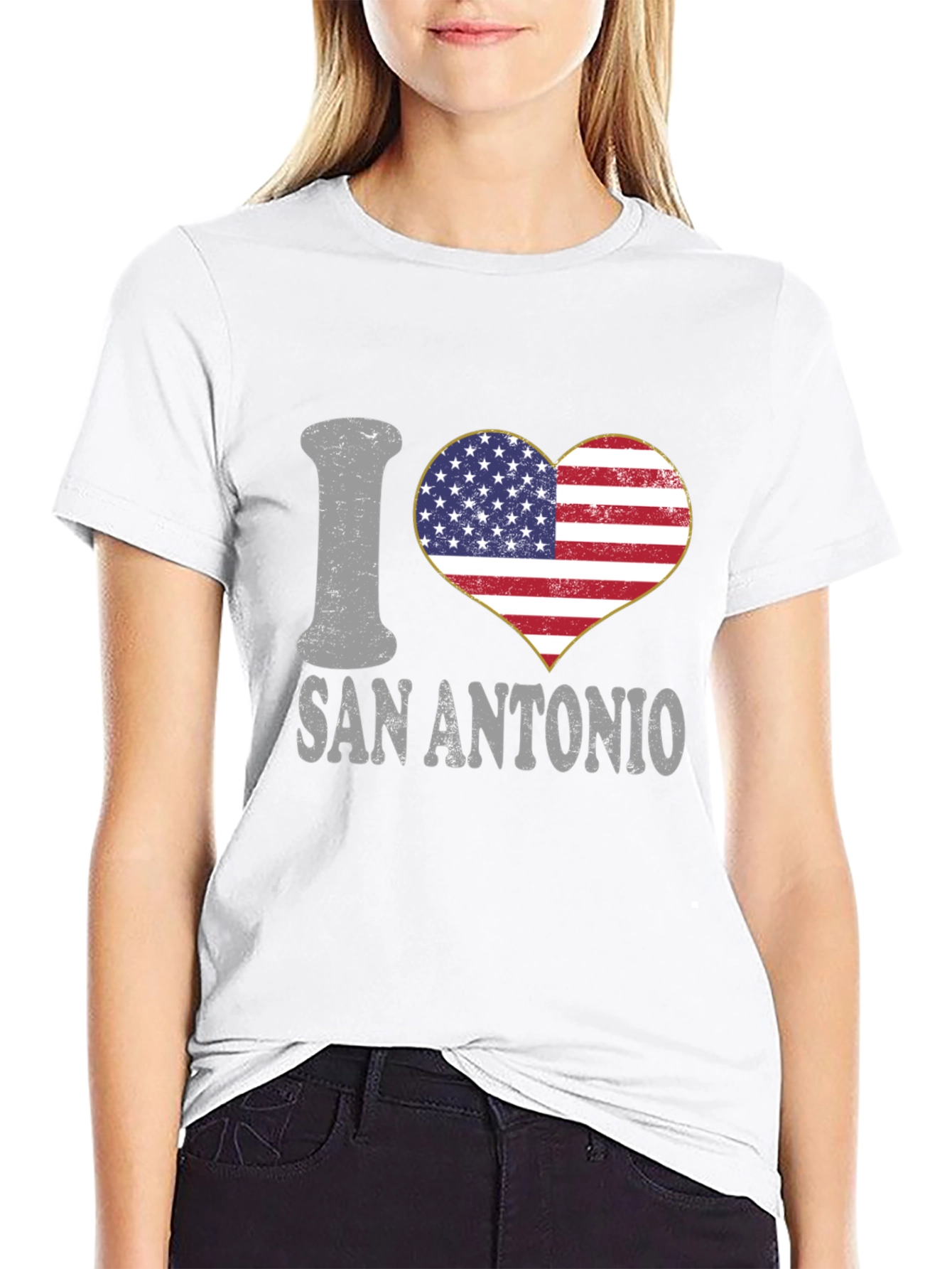 I Heart San Antonio American Flag T-Shirt