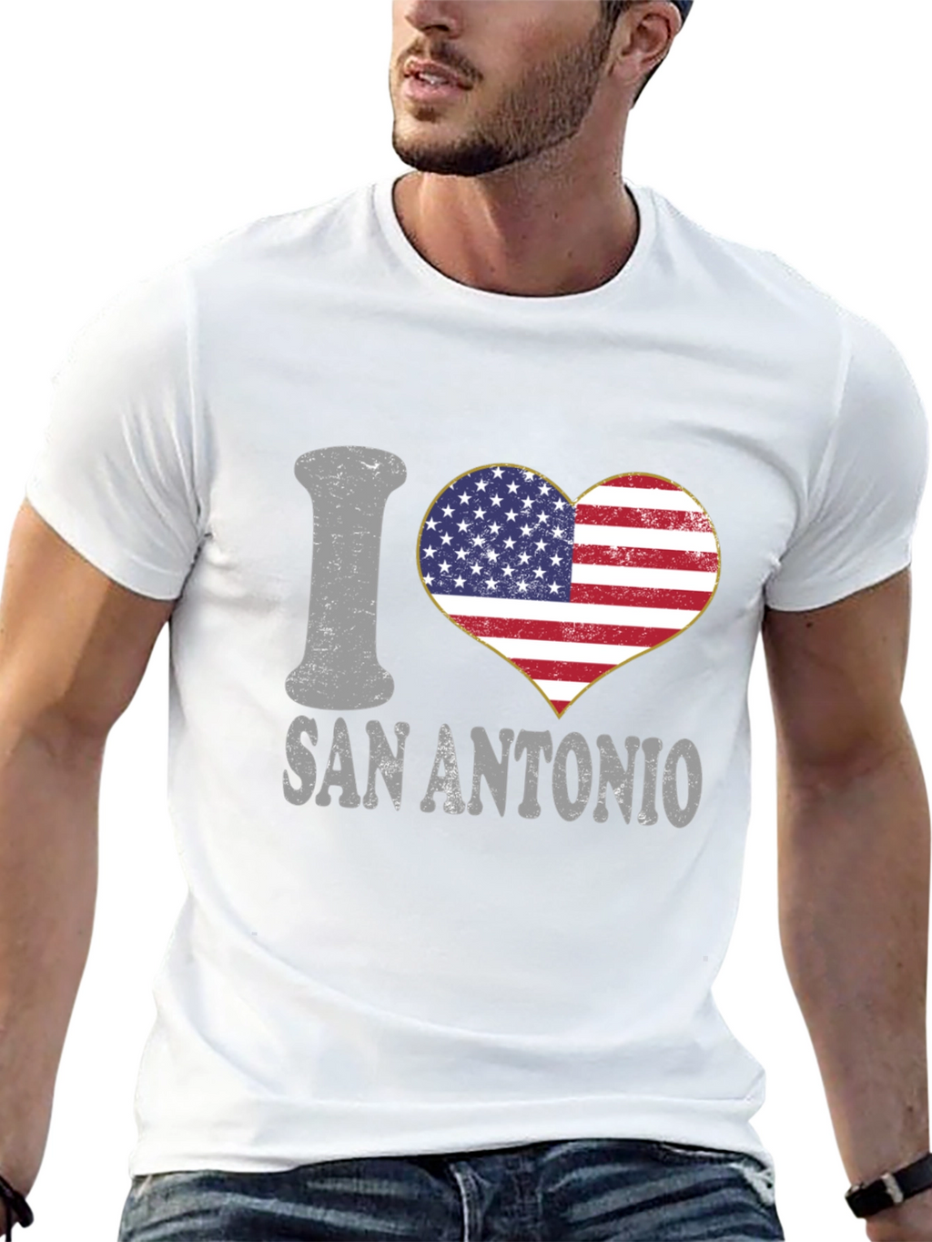 I Heart San Antonio American Flag T-Shirt