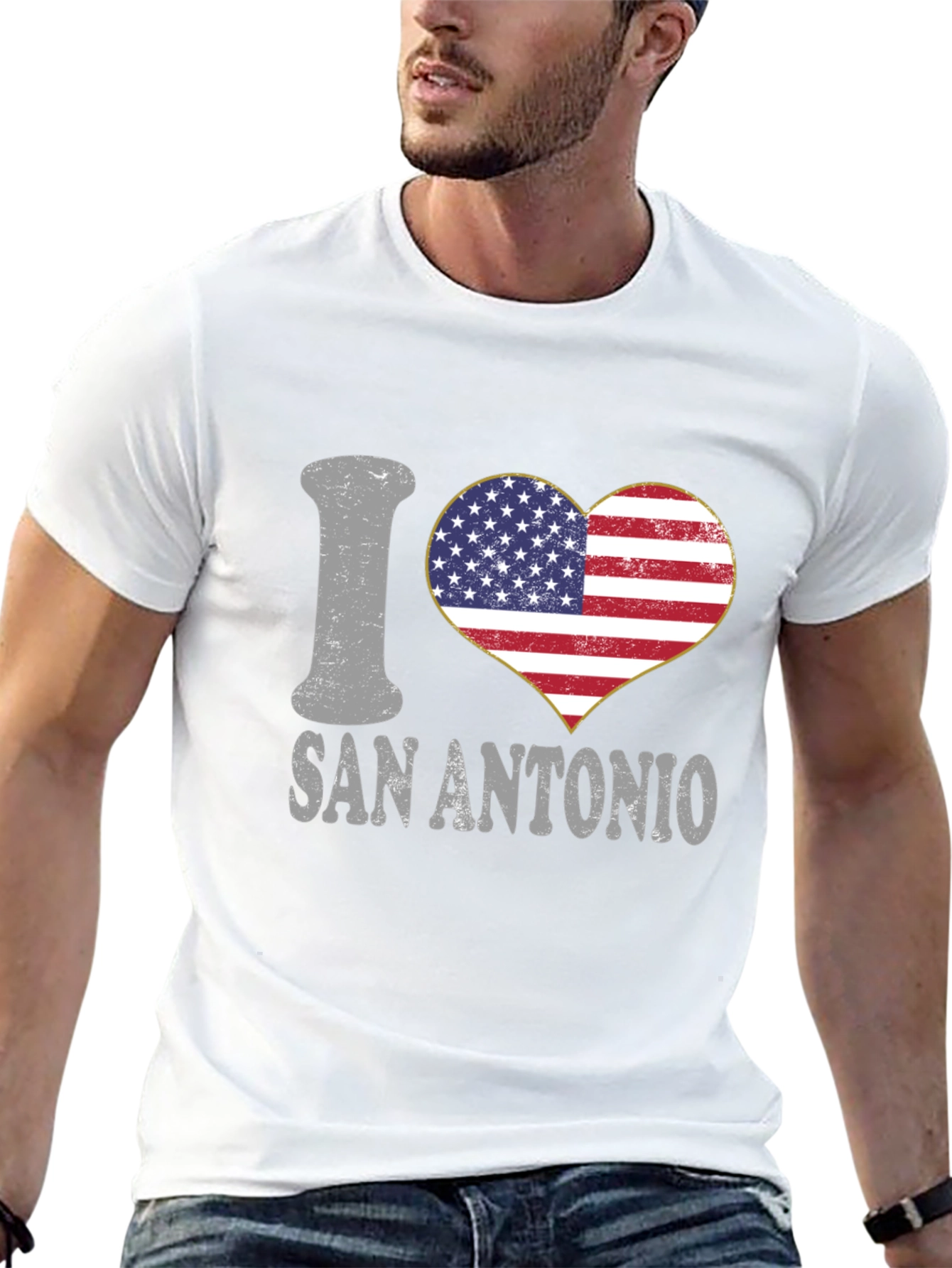 I Heart San Antonio American Flag T-Shirt