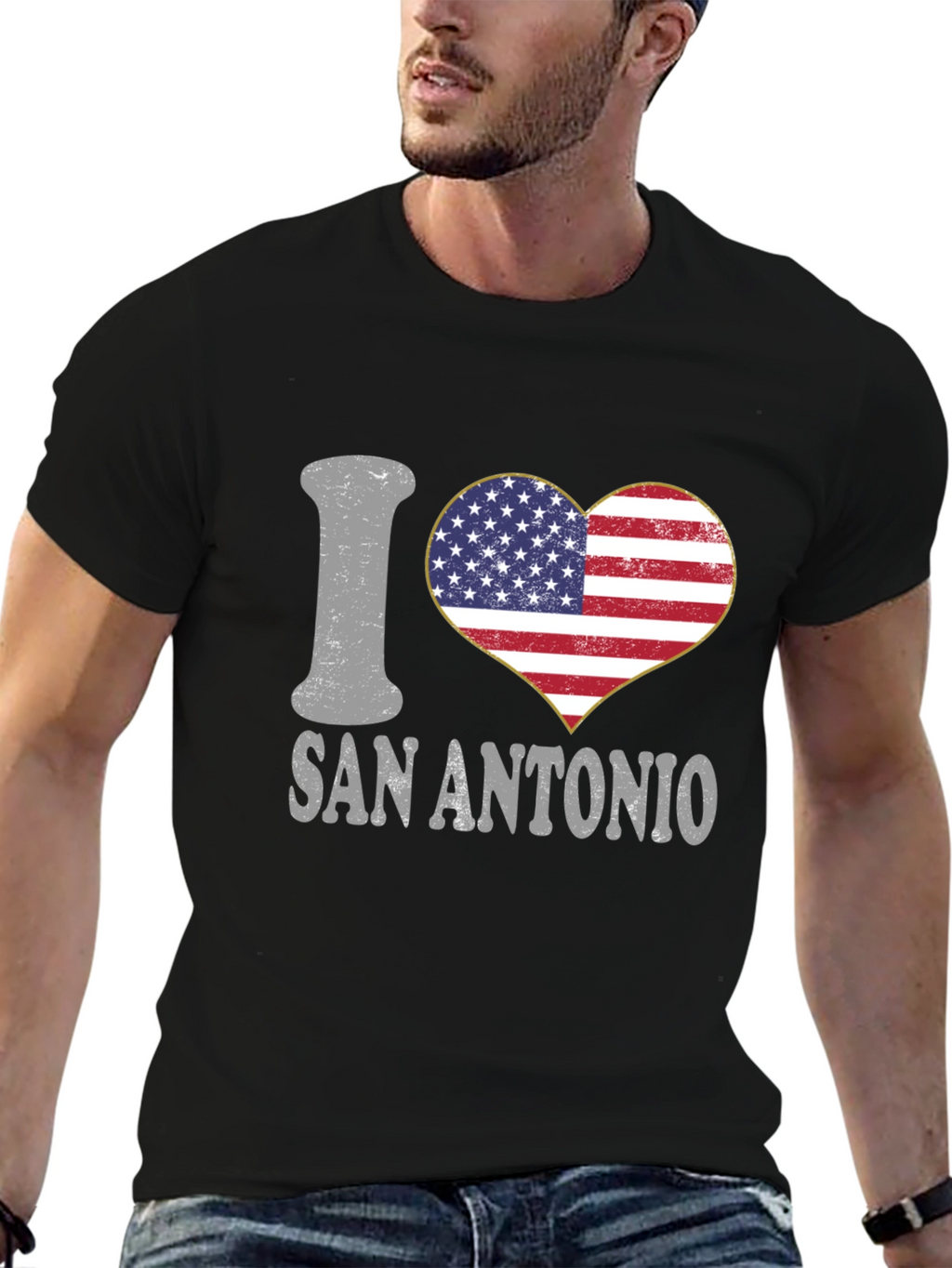 I Heart San Antonio American Flag T-Shirt