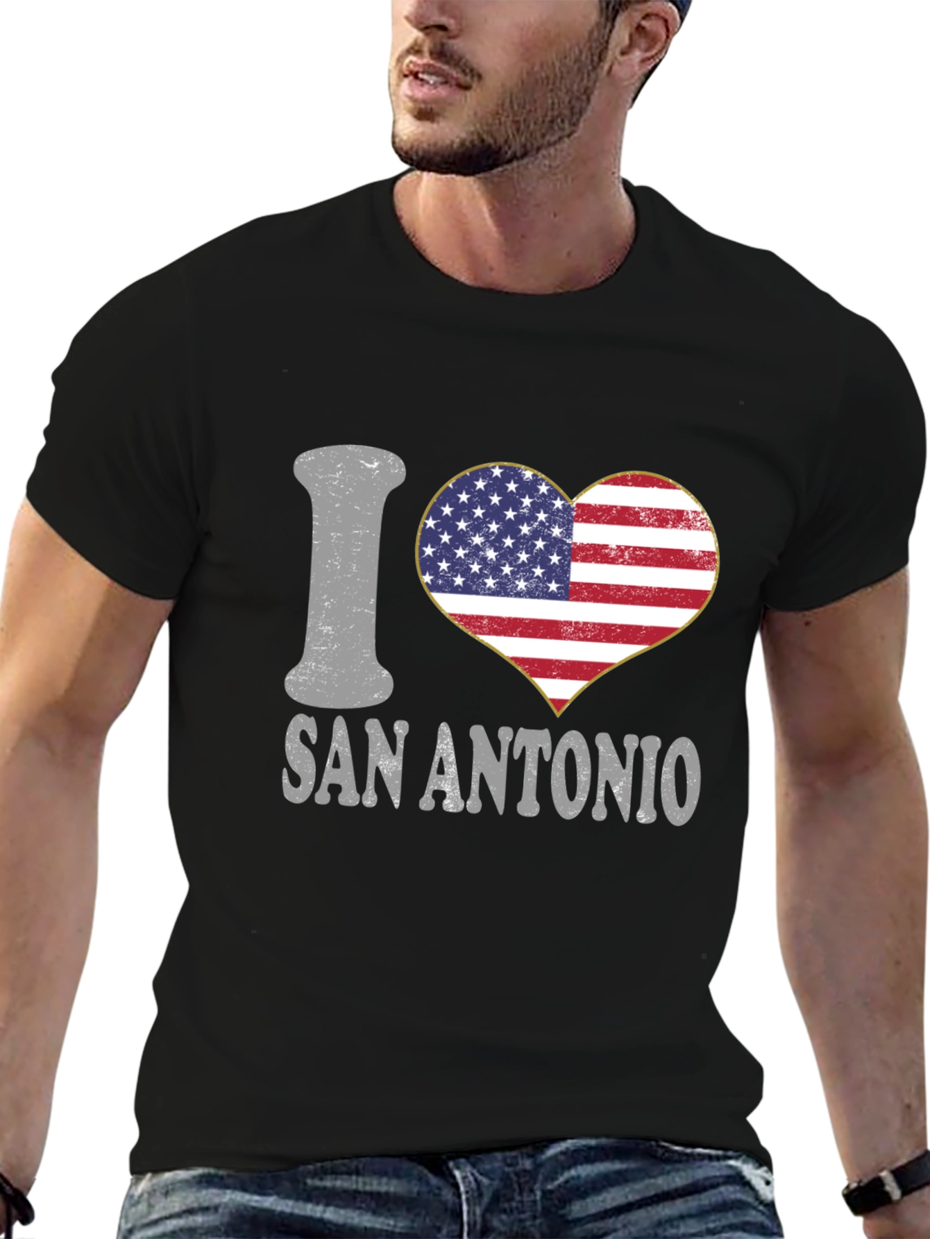 I Heart San Antonio American Flag T-Shirt