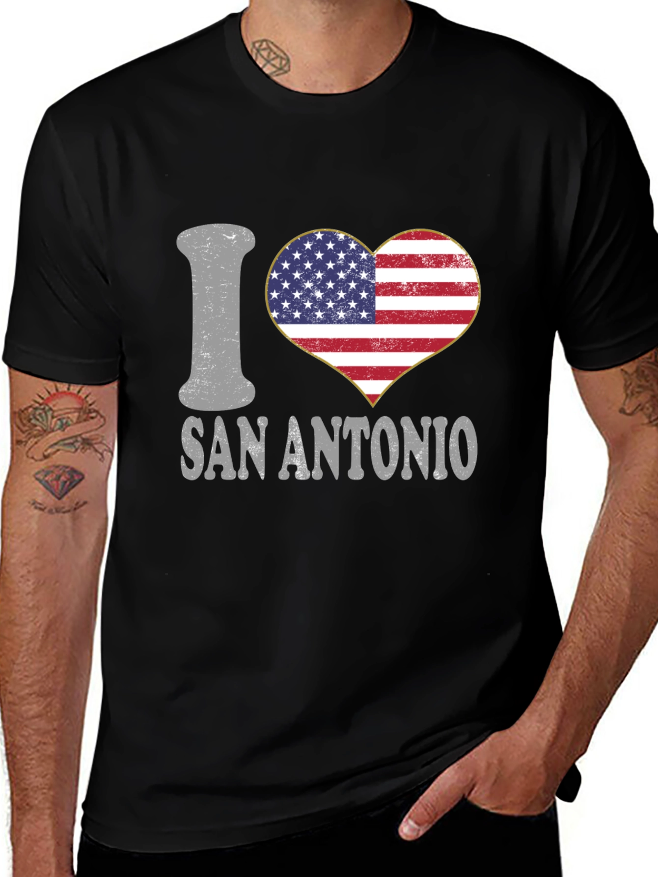 I Heart San Antonio American Flag T-Shirt