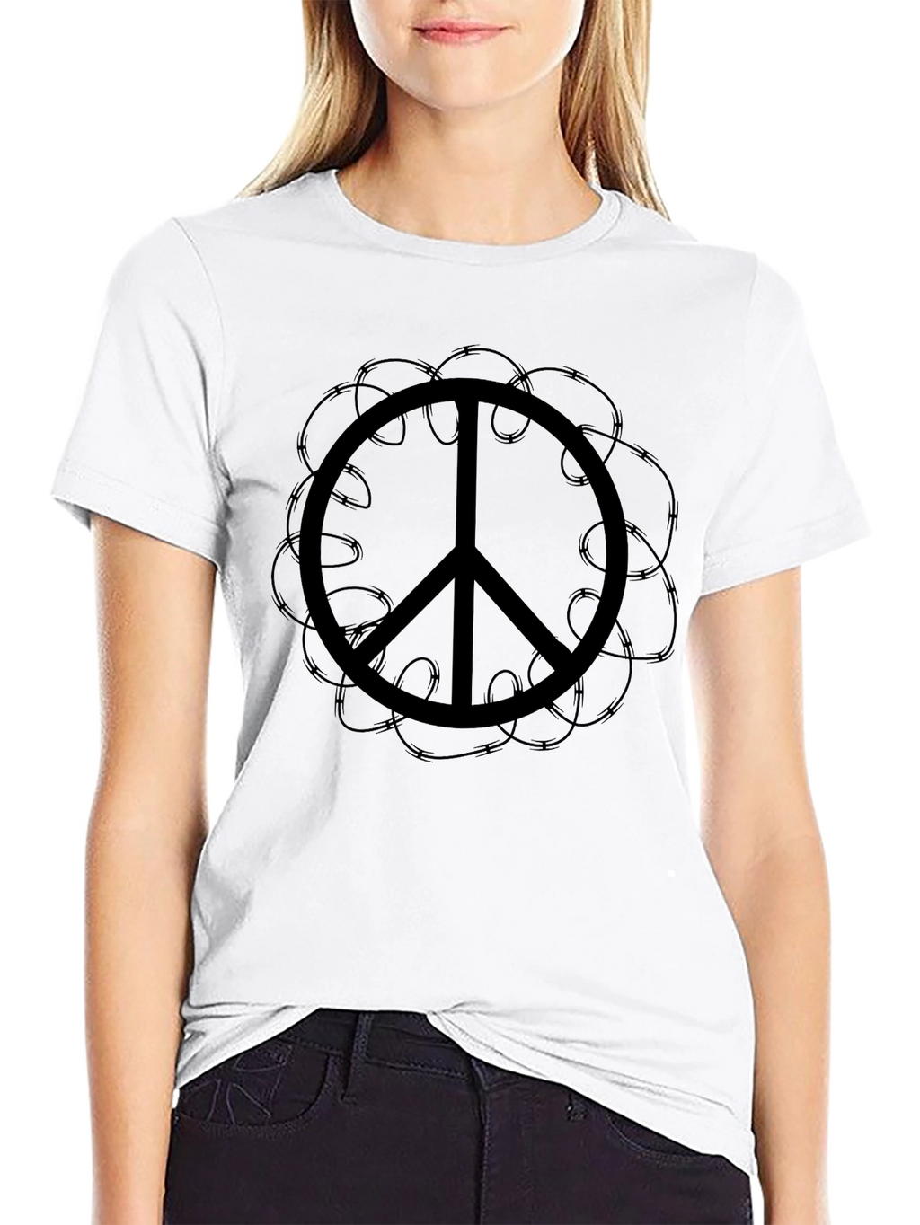 Peace Symbol Graphic Tee - Black Casual Shirt