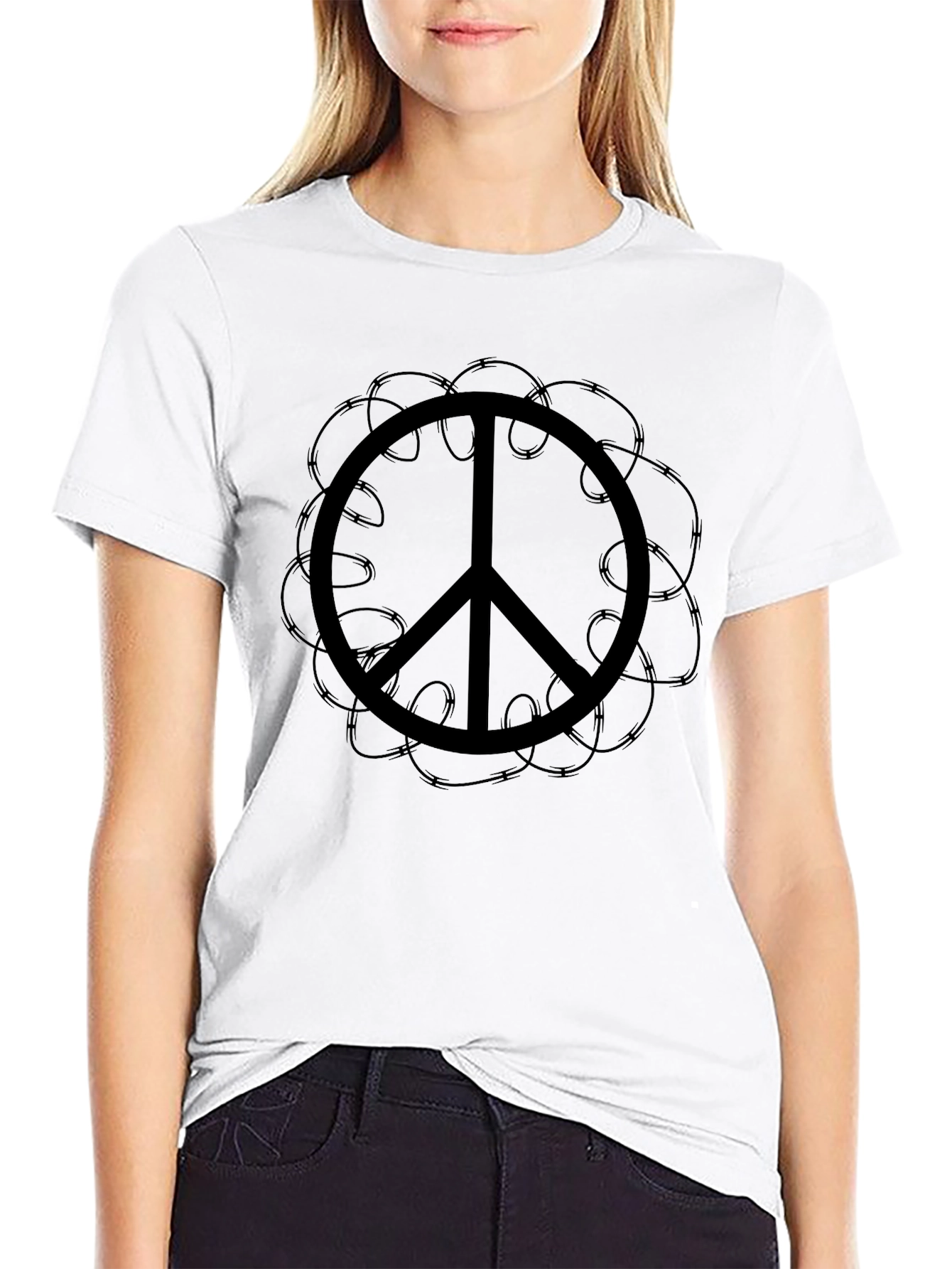Peace Symbol Graphic Tee - Black Casual Shirt