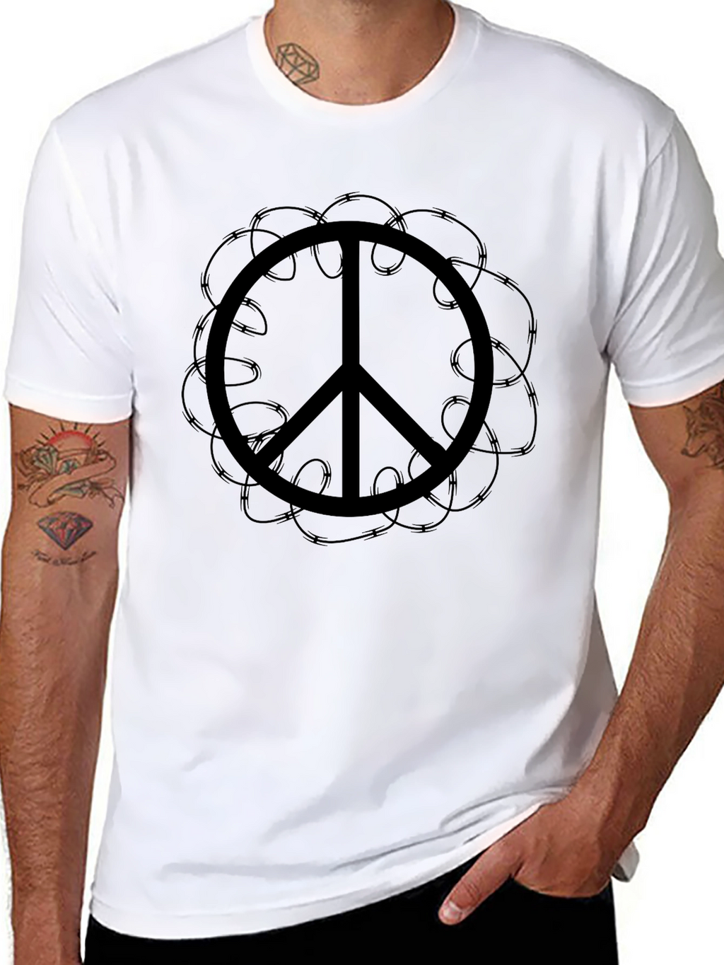 Peace Symbol Graphic Tee - Black Casual Shirt