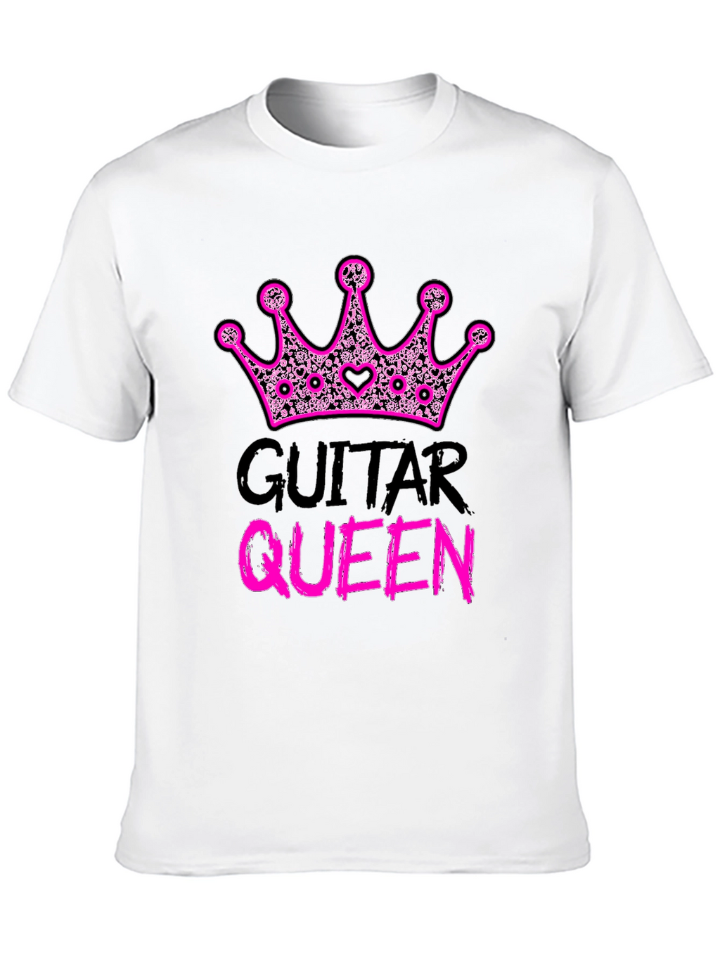 Guitar Queen Pink Crown Black T-Shirt