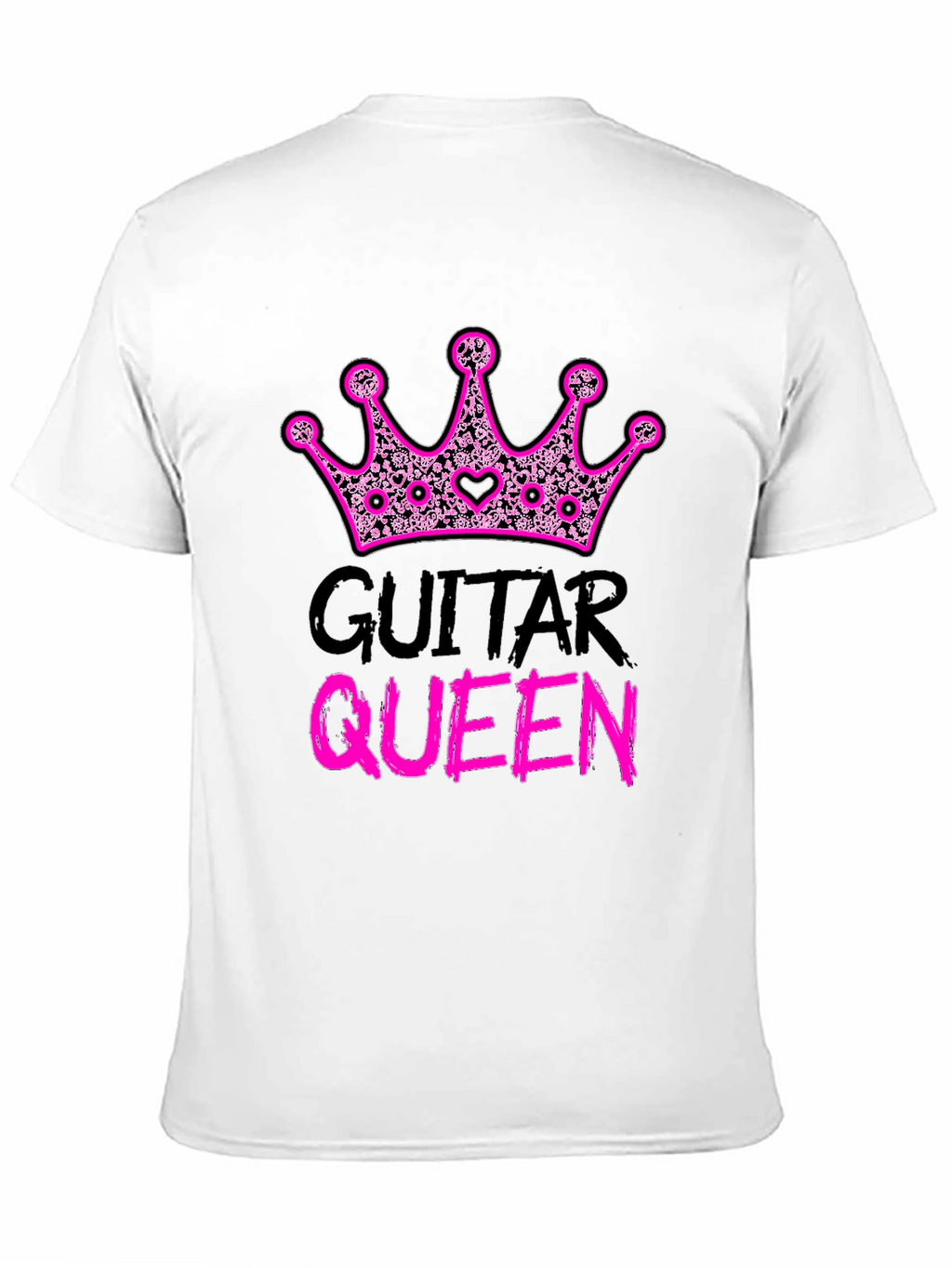 Guitar Queen Pink Crown Black T-Shirt