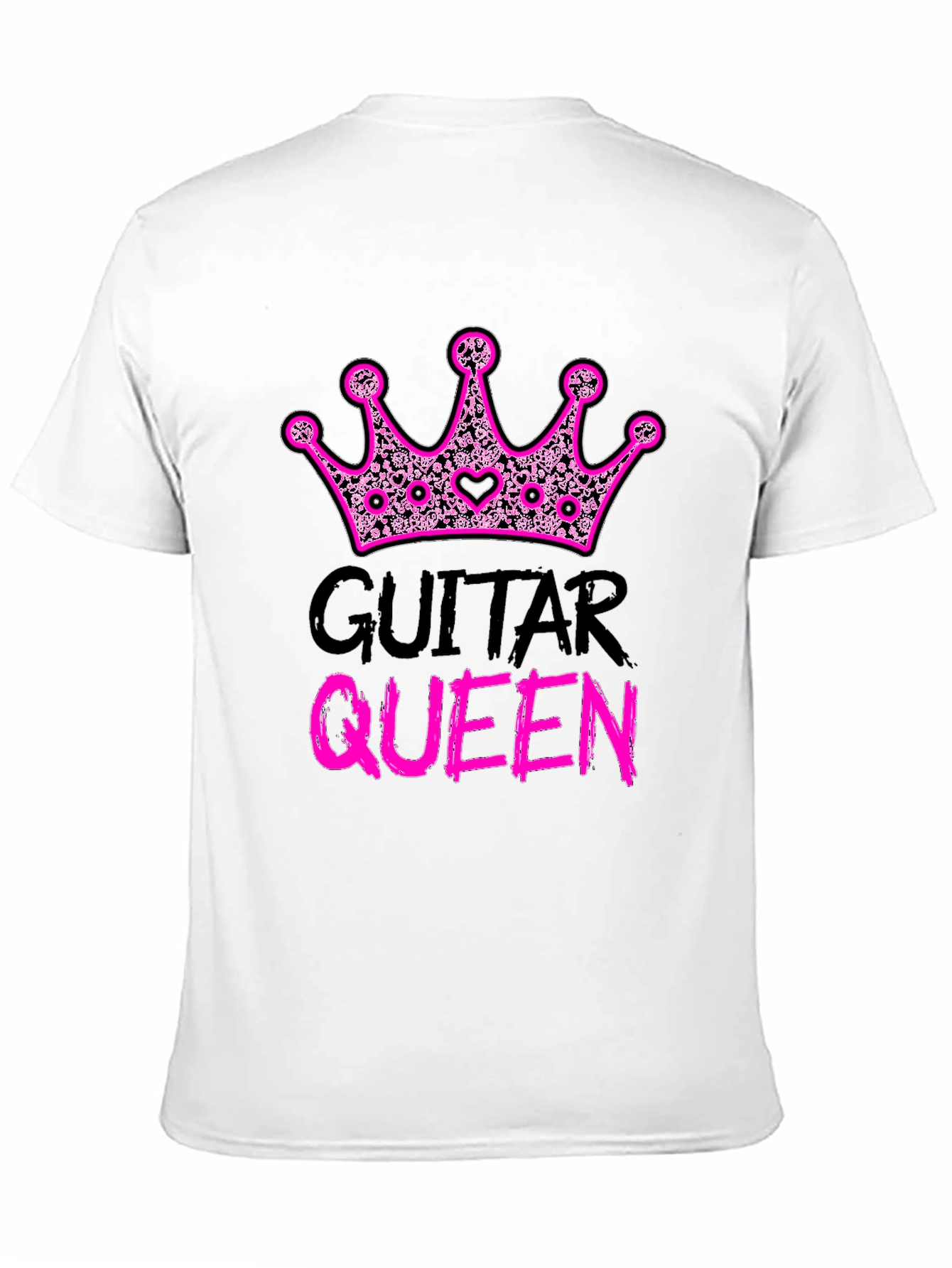 Guitar Queen Pink Crown Black T-Shirt