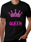Guitar Queen Pink Crown Black T-Shirt