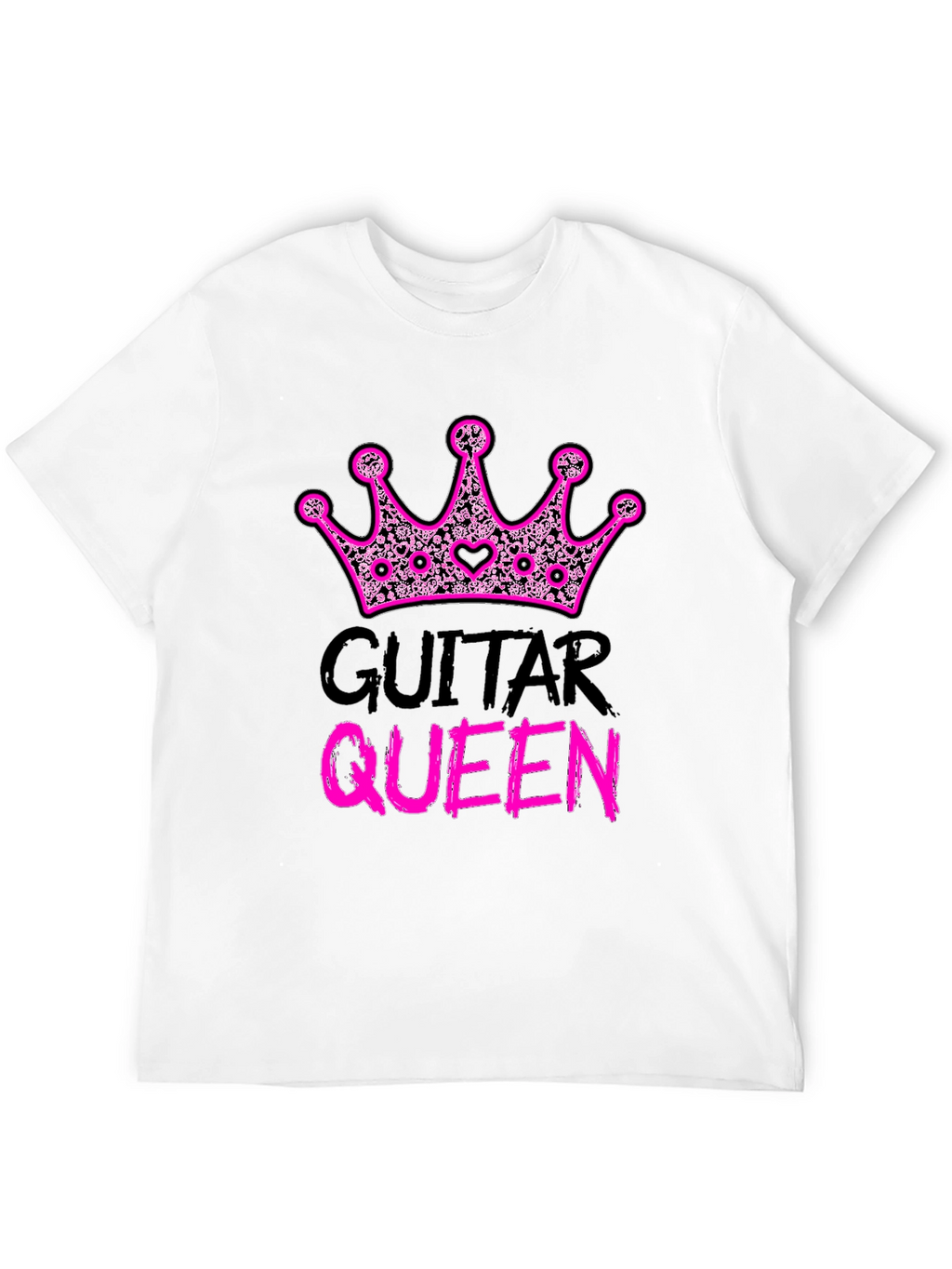 Guitar Queen Pink Crown Black T-Shirt