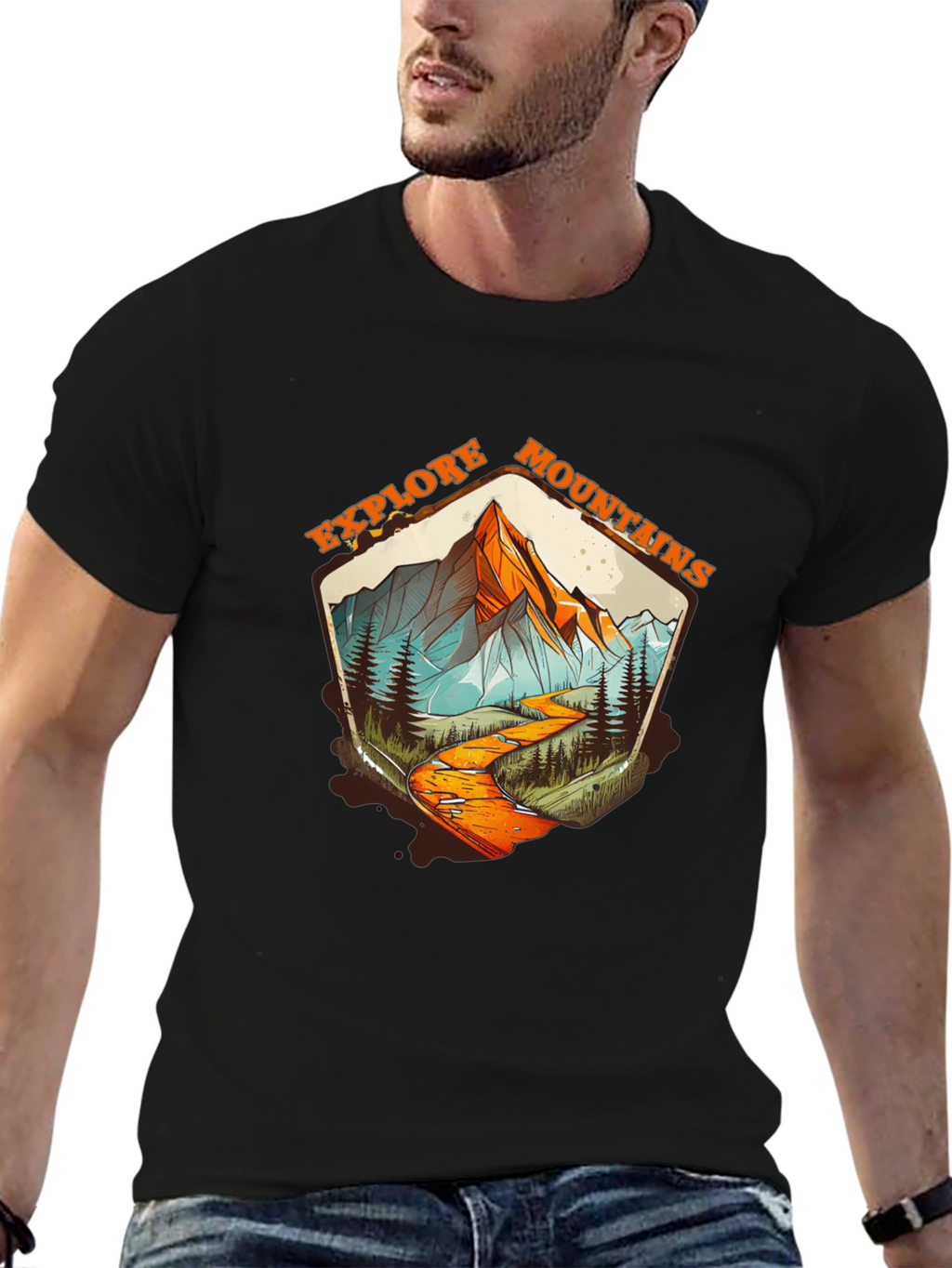 Explore Mountains Graphic Tee - Black