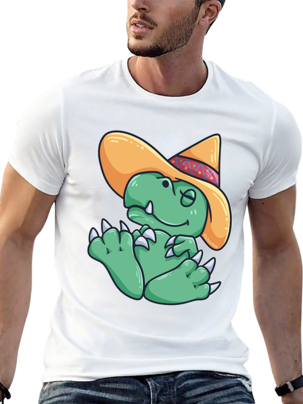 Dino Sombrero T-Shirt - Funny Cartoon Dinosaur Tee