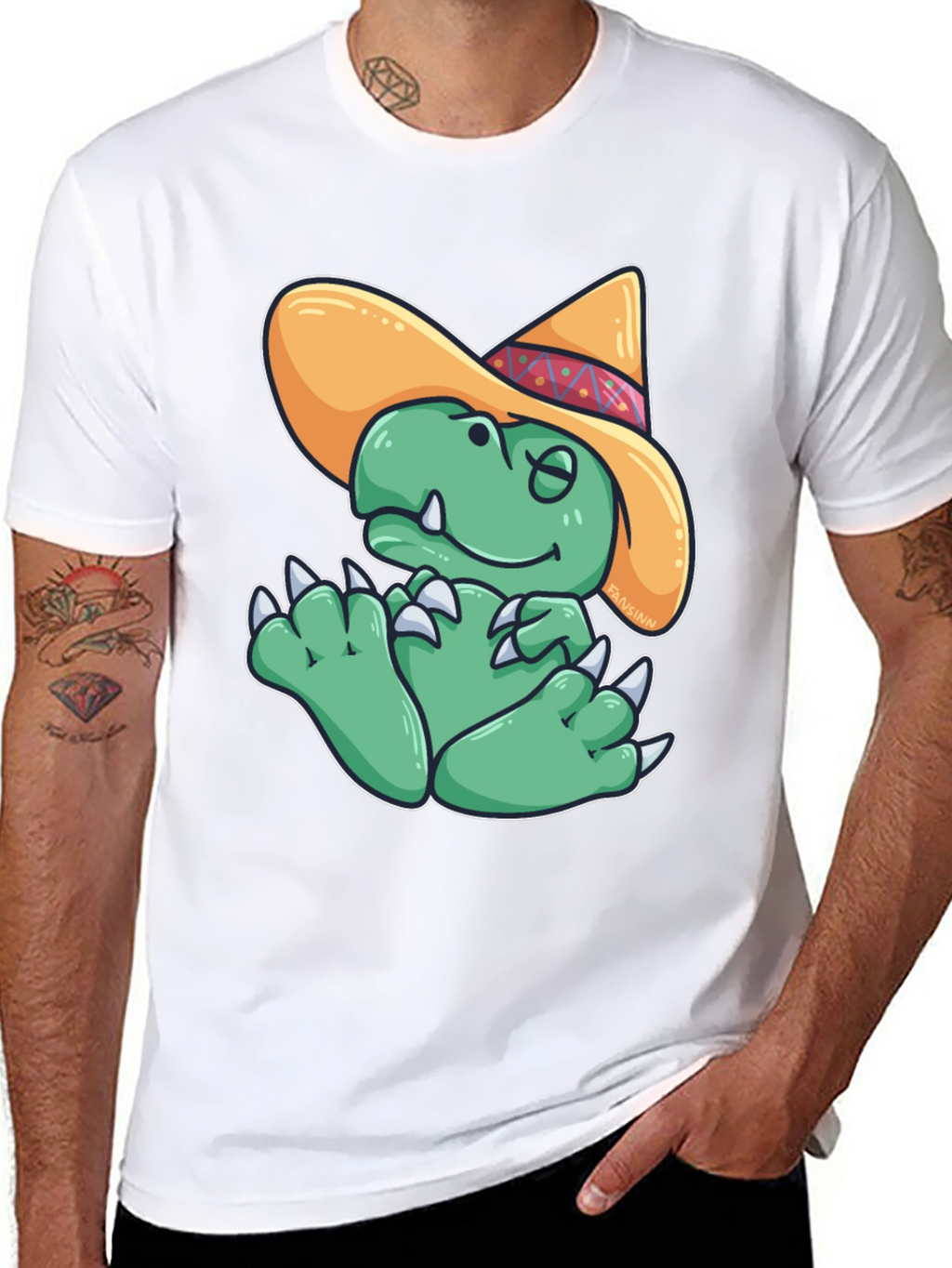 Dino Sombrero T-Shirt - Funny Cartoon Dinosaur Tee