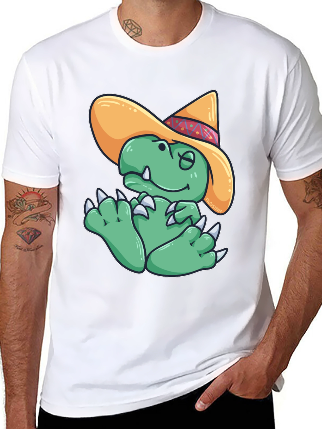 Dino Sombrero T-Shirt - Funny Cartoon Dinosaur Tee