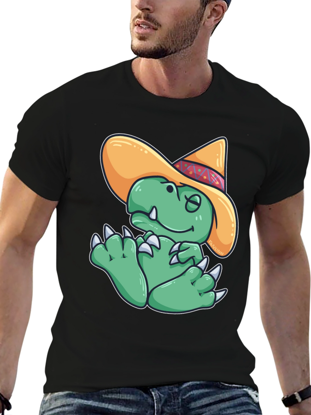 Dino Sombrero T-Shirt - Funny Cartoon Dinosaur Tee