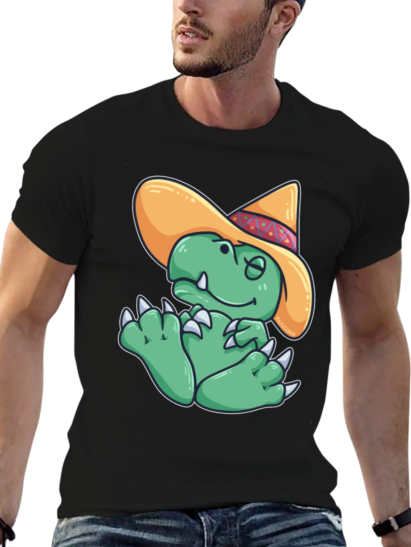 Dino Sombrero T-Shirt - Funny Cartoon Dinosaur Tee