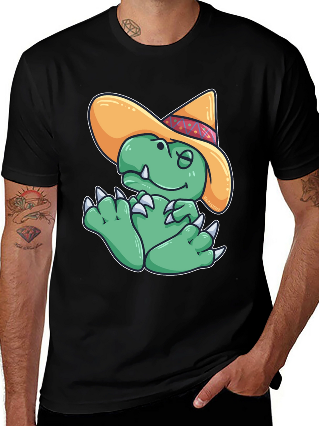 Dino Sombrero T-Shirt - Funny Cartoon Dinosaur Tee