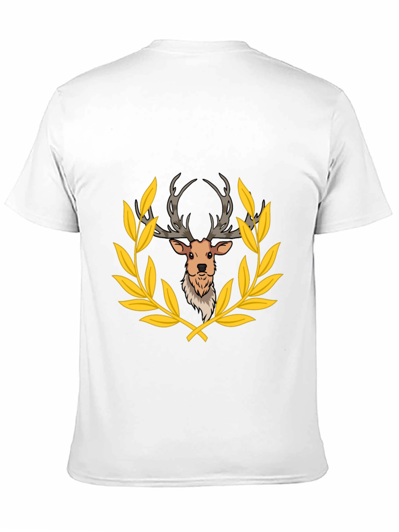 Deer Laurel Wreath Black T-Shirt