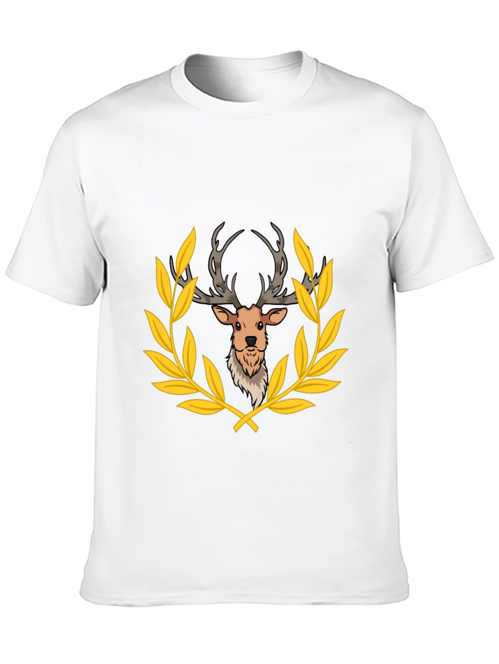 Deer Laurel Wreath Black T-Shirt