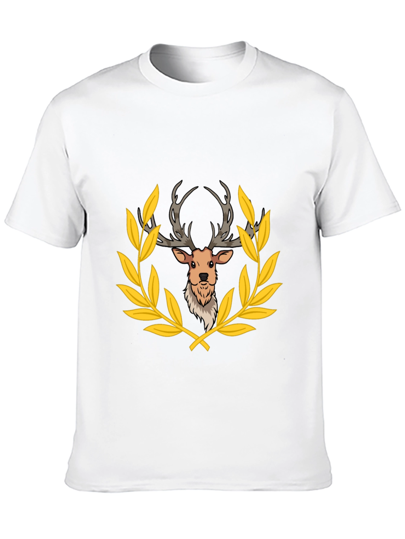 Deer Laurel Wreath Black T-Shirt