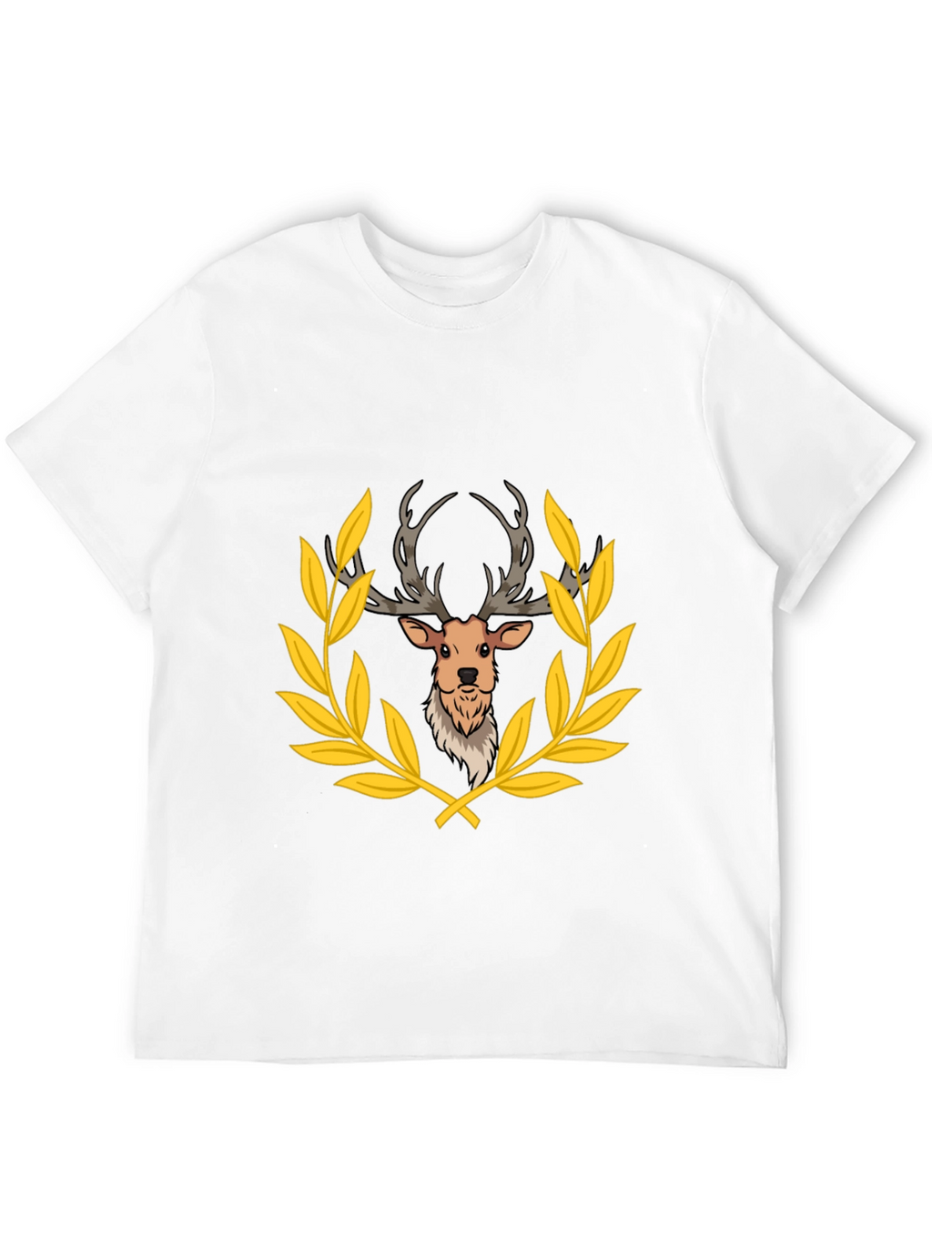 Deer Laurel Wreath Black T-Shirt