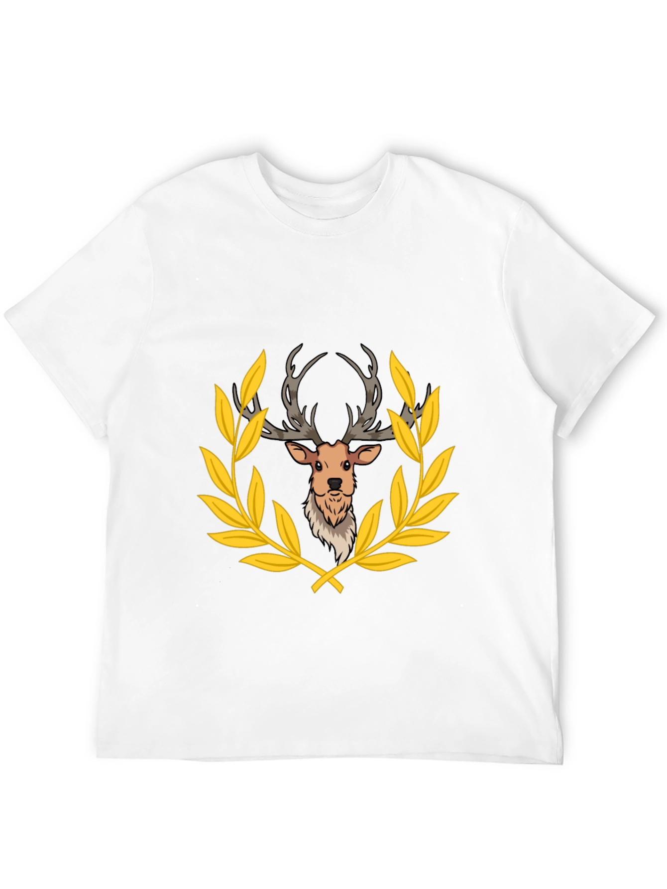 Deer Laurel Wreath Black T-Shirt