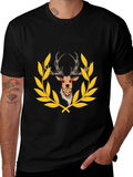Deer Laurel Wreath Black T-Shirt