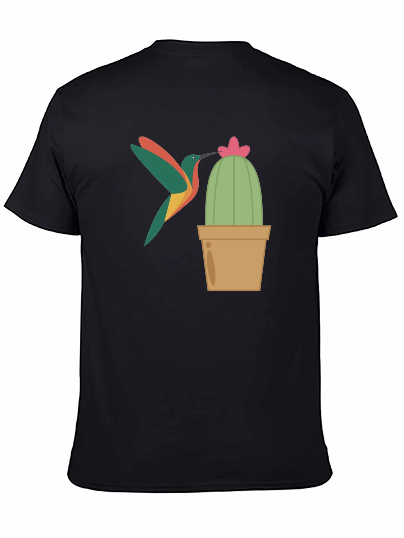 Hummingbird & Cactus Graphic T-Shirt - Black