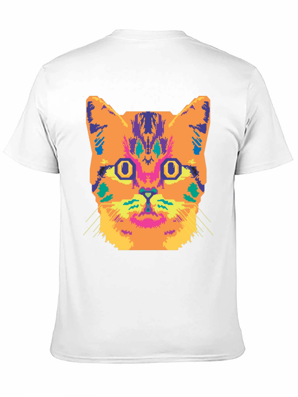 Vibrant Cat Graphic Tee - Stylish Black Cotton T-Shirt