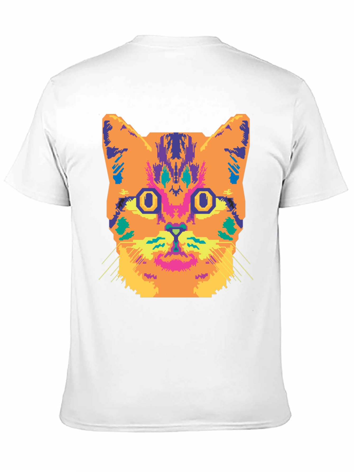 Vibrant Cat Graphic Tee - Stylish Black Cotton T-Shirt