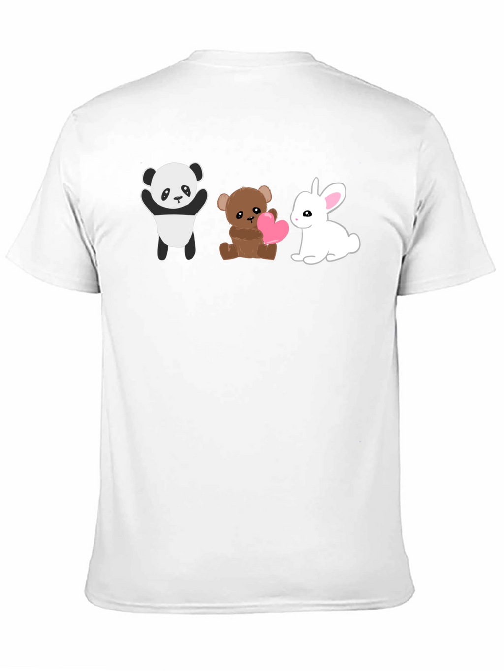 Cute Animal Trio Graphic Tee - Panda Bear Bunny